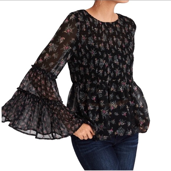 😱SOLD!!!😱 AEO Chiffon Smocked Peplum - Picture 2 of 7